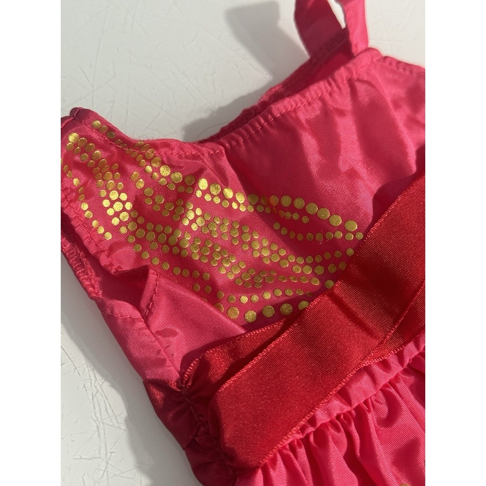 American Girl Doll Saige Girl Of The Year 2013 Sparkle Red / Pink Dress W/ Gold - Picture 4 of 6